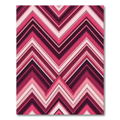 Vibrant Magenta Chevron Layered Zigzag Rug