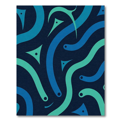 Aqua Blue Fluid Curve Shapes Rug