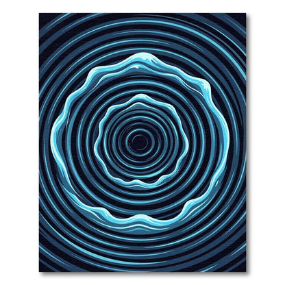 Circular Blue Water Ripples Abstract Art Rug