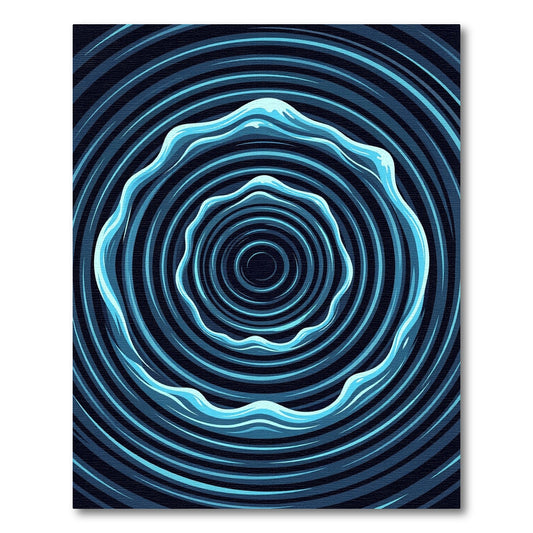 Circular Blue Water Ripples Abstract Art Rug