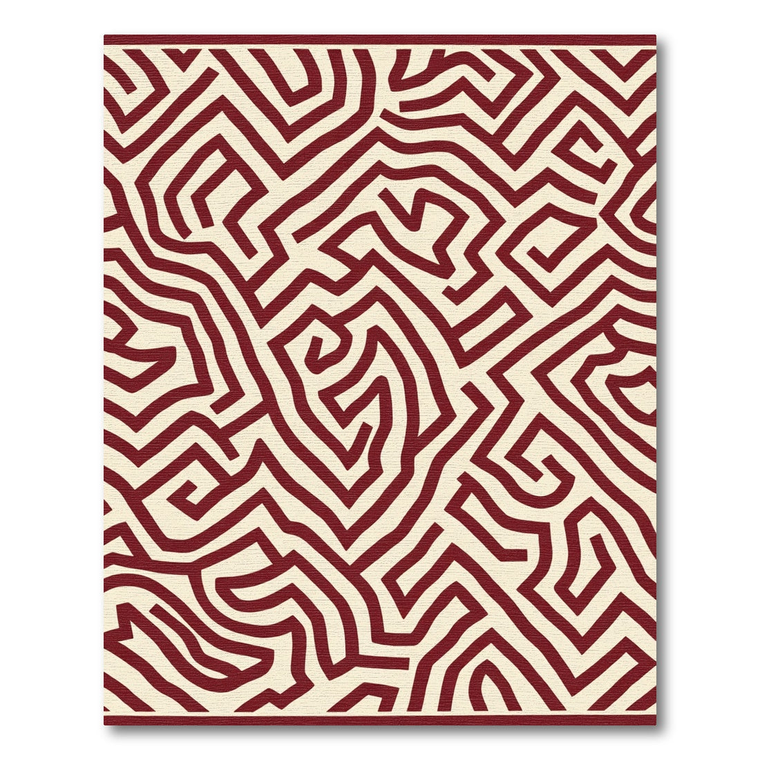 Crimson Labyrinth Maze Rug