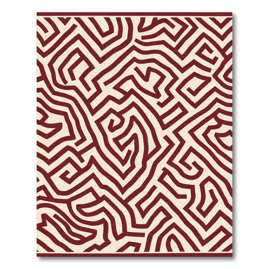 Crimson Labyrinth Maze Rug