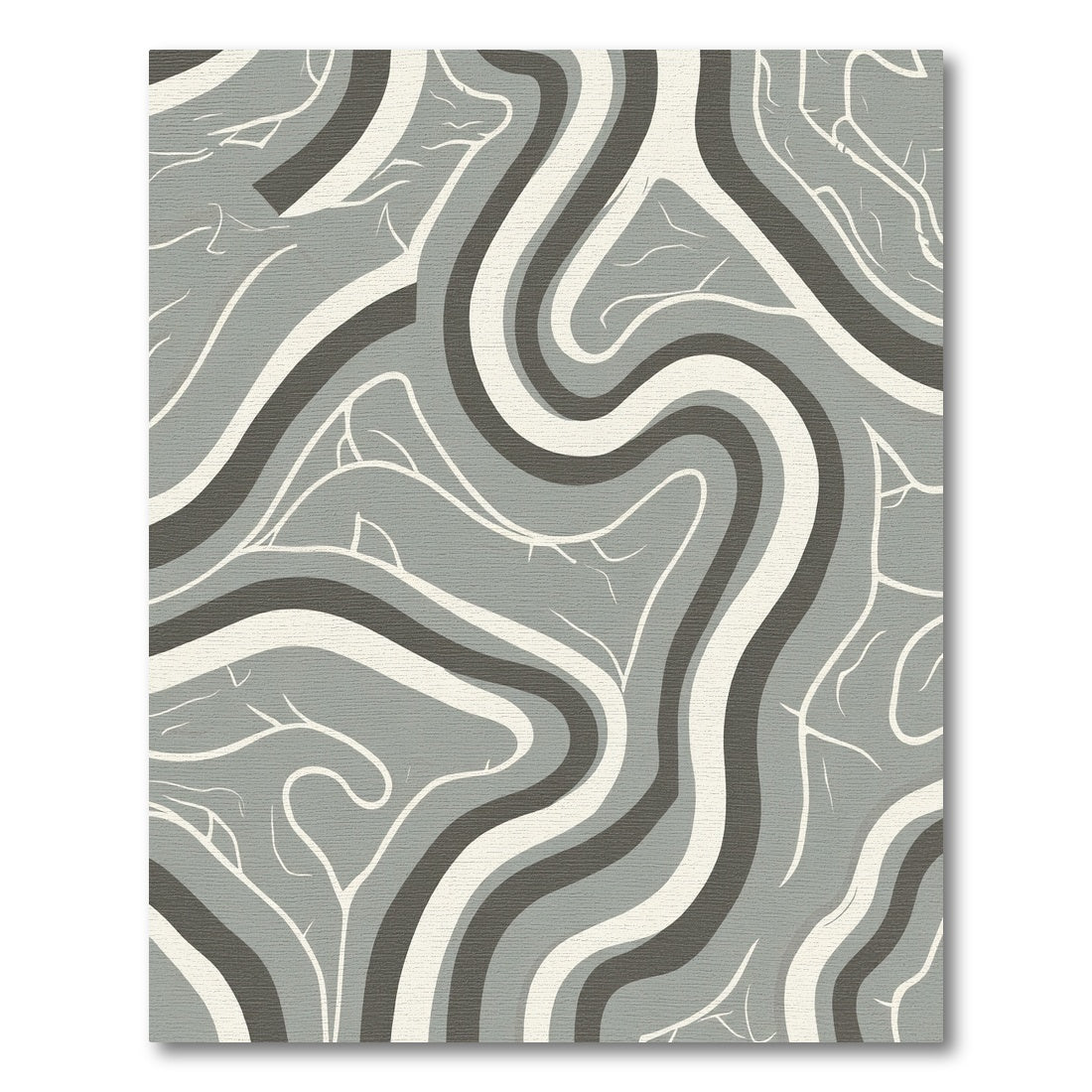 Gray Organic Wavy Band Rug