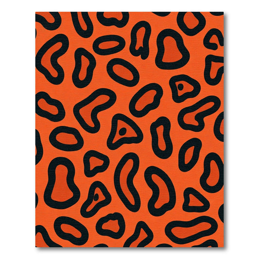 Vibrant Orange Black Organic Shapes Rug