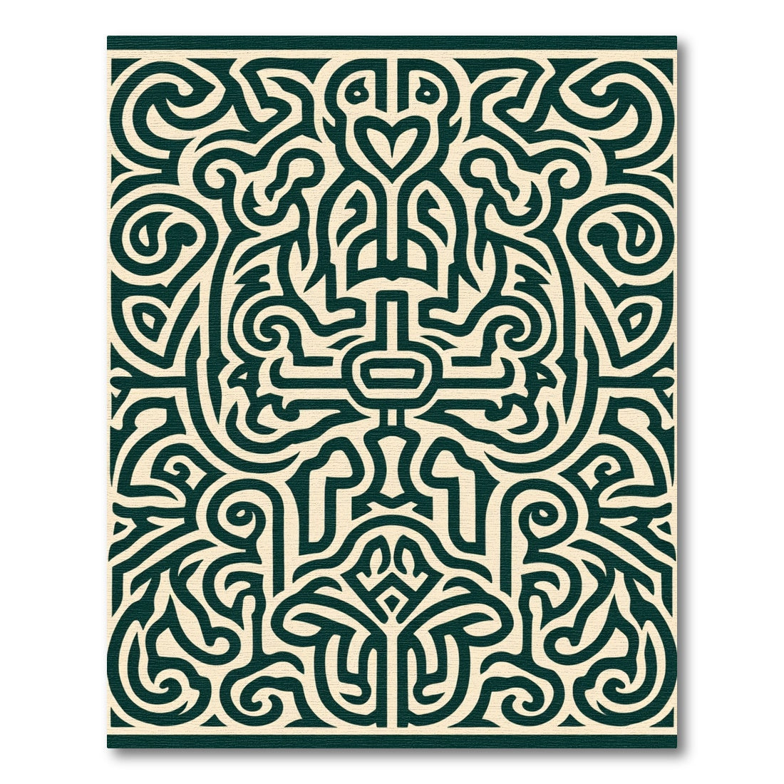Dark Teal Abstract Organic Maze Rug