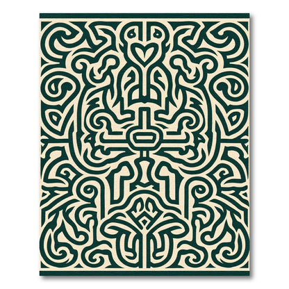 Dark Teal Abstract Organic Maze Rug