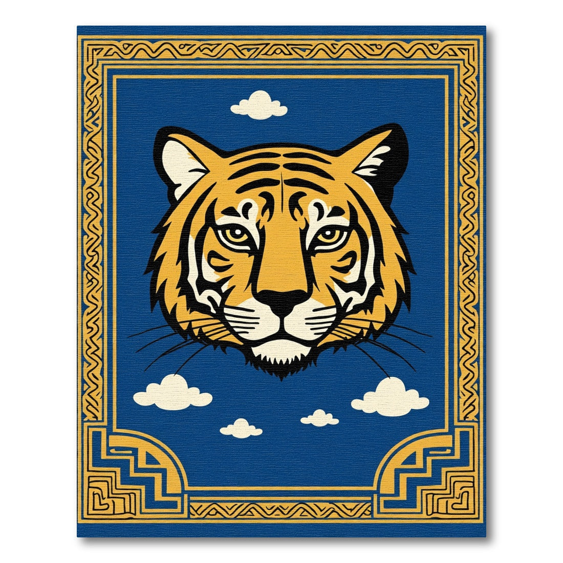 Golden Tiger Face With Blue Sky Rug