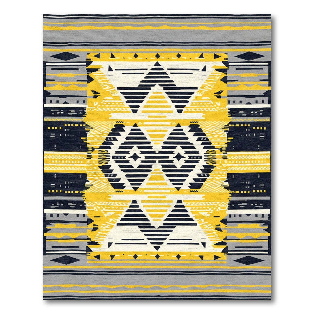 Bold Yellow Black Geometric Diamond Rug