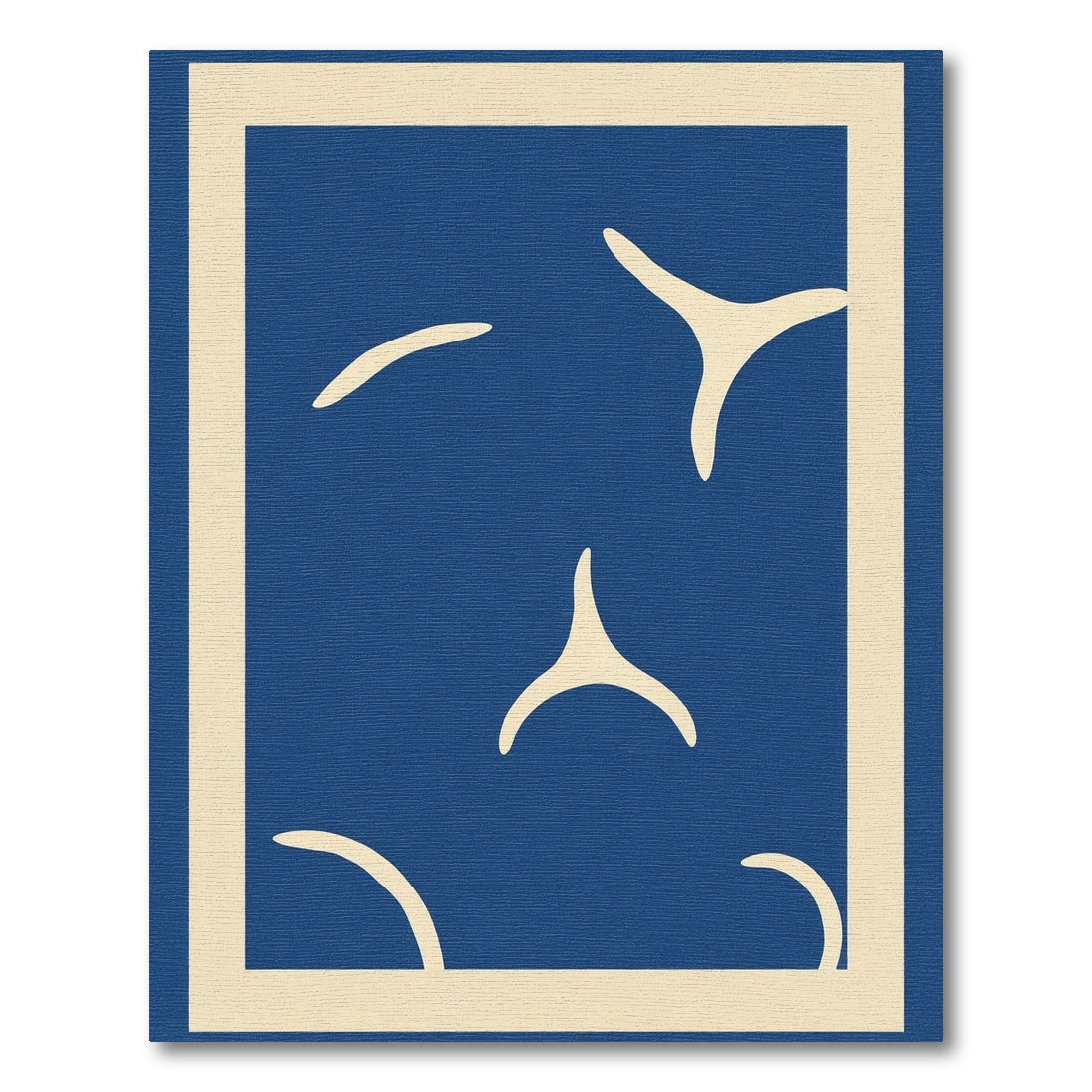 Deep Blue Abstract Organic Forms Rug