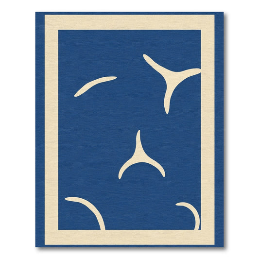 Deep Blue Abstract Organic Forms Rug