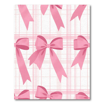 Sweet Pink Bow Plaid Repeat Rug