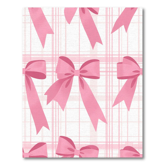 Sweet Pink Bow Plaid Repeat Rug