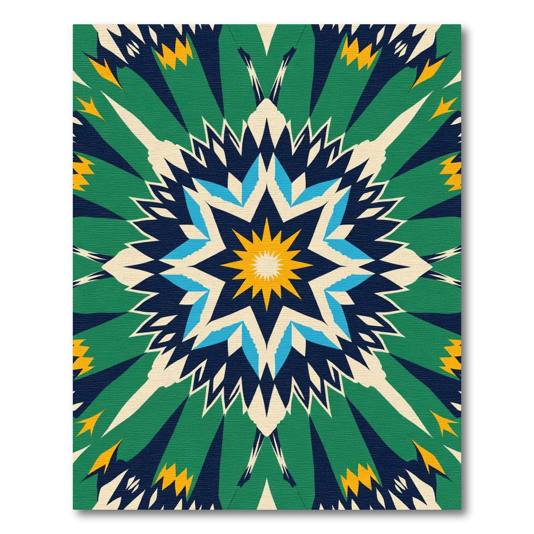 Bold Geometric Starburst Green Cream Rug