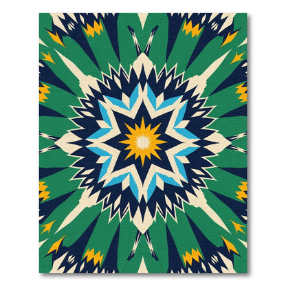 Bold Geometric Starburst Green Cream Rug