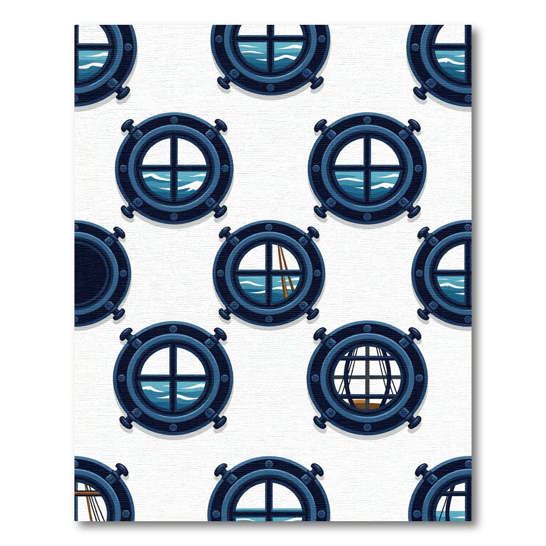 Navy Nautical Porthole Ocean view Rug
