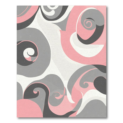 Soft Pink Gray Swirl Abstract Rug