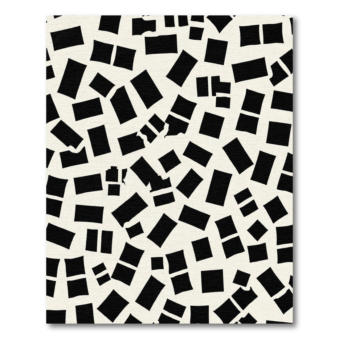Abstract Black White Fragmented Squares Rug