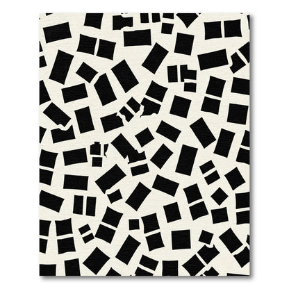 Abstract Black White Fragmented Squares Rug
