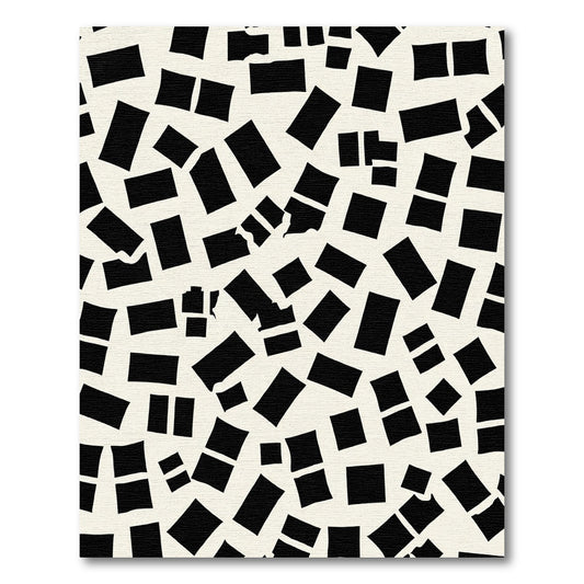 Abstract Black White Fragmented Squares Rug