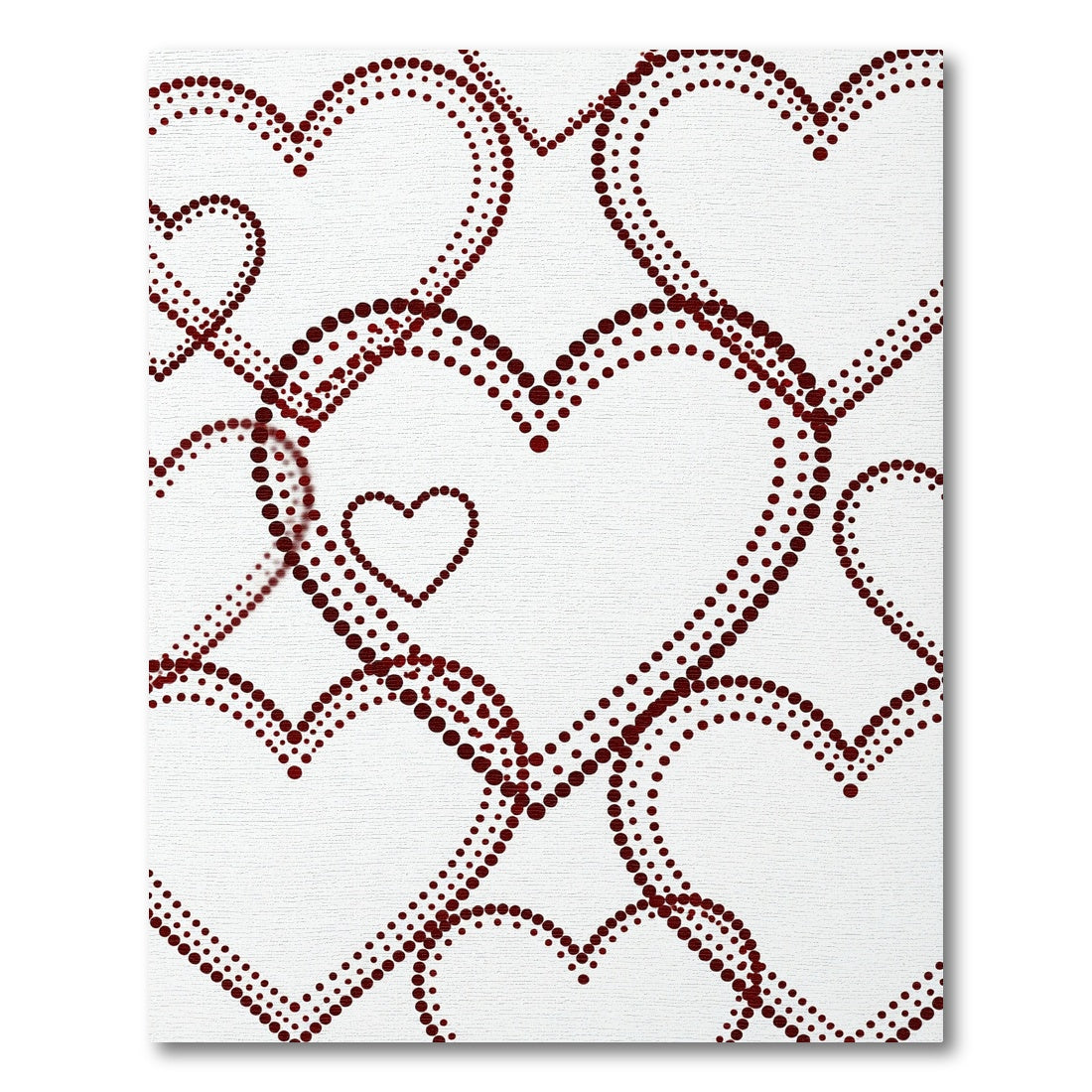 Deep Burgundy Dotted Heart Composition Rug