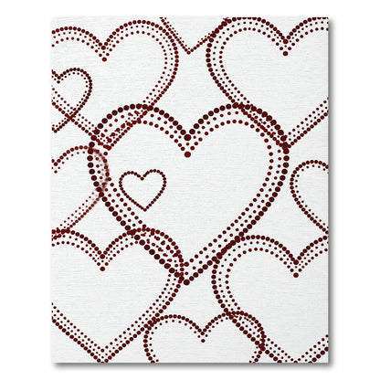 Deep Burgundy Dotted Heart Composition Rug