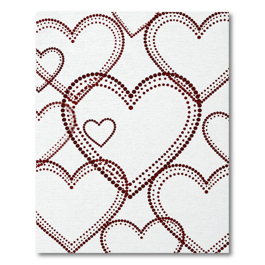 Deep Burgundy Dotted Heart Composition Rug