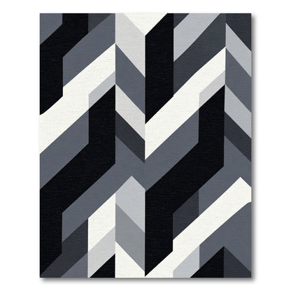 Monochromatic Geometric Chevron Abstraction Rug