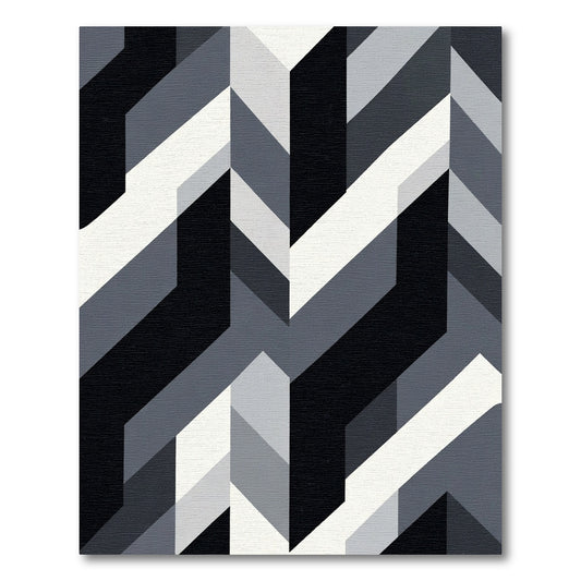 Monochromatic Geometric Chevron Abstraction Rug