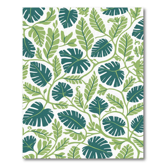 Deep Teal Green Leafy Vine Garland Rug