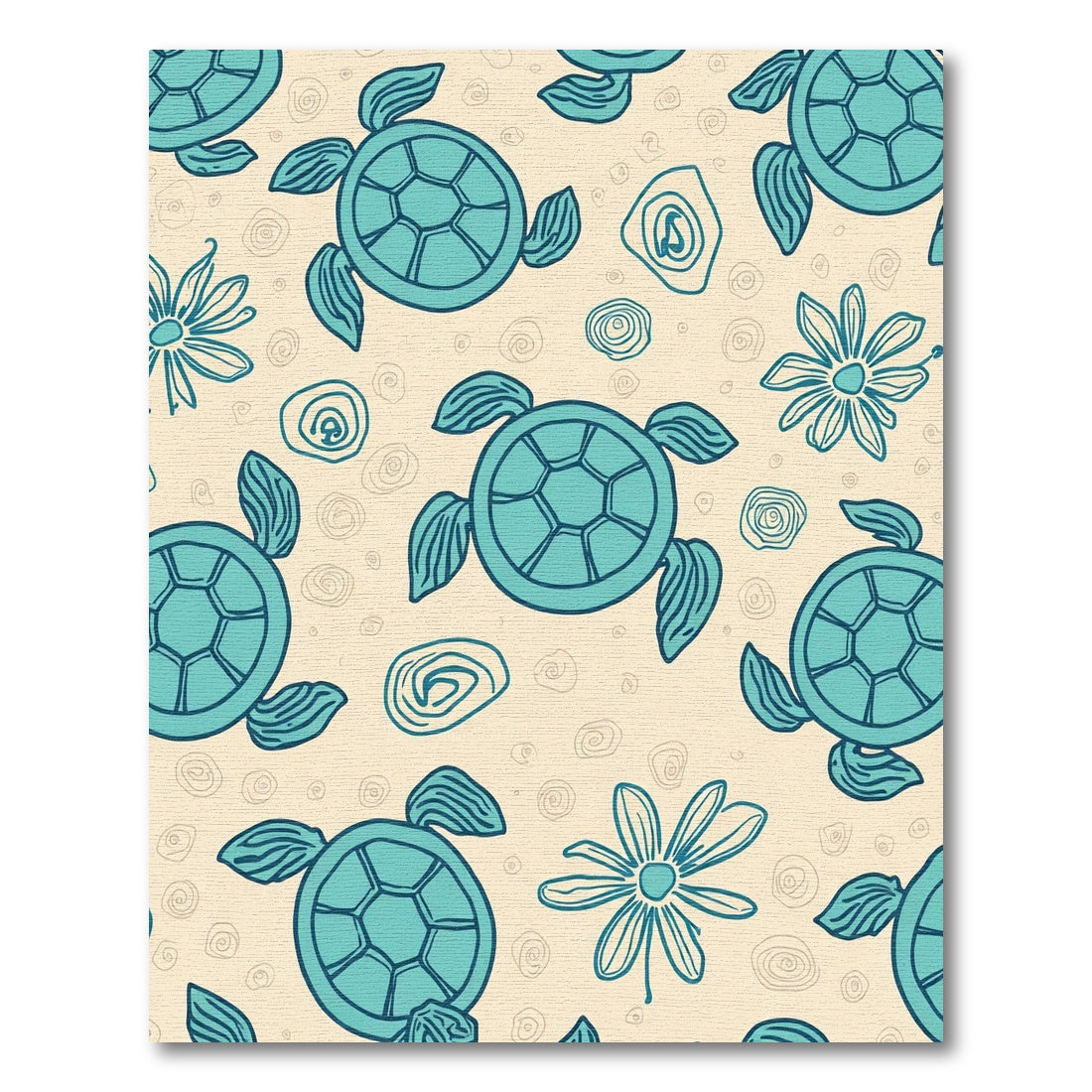 Aqua Turtle Flower Swirls Rug