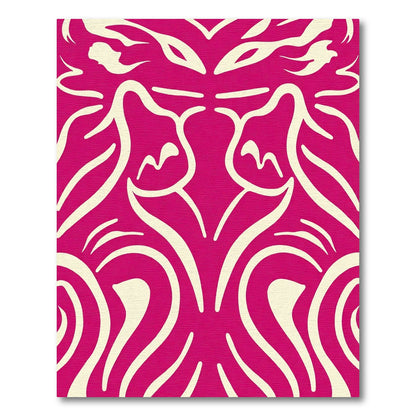 Bold Magenta Cream Abstract Swirls Rug
