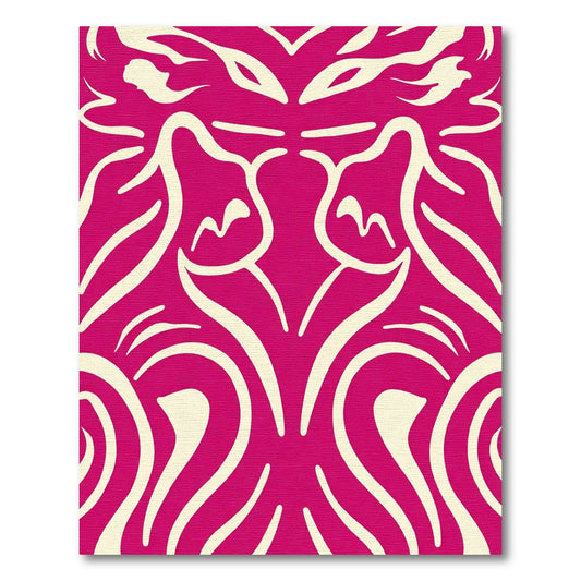 Bold Magenta Cream Abstract Swirls Rug