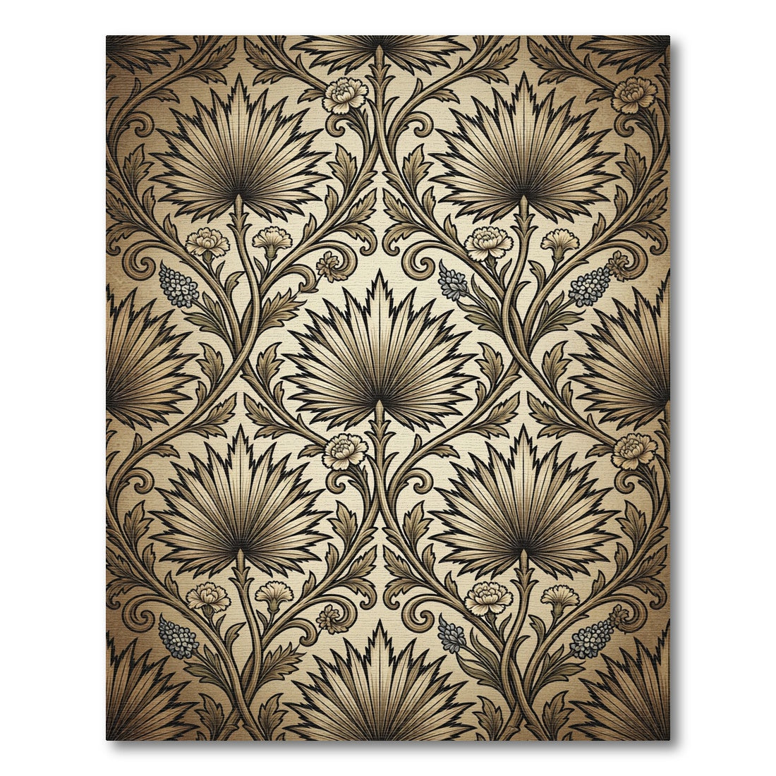 Art Nouveau Palm Leaf Floral Rug