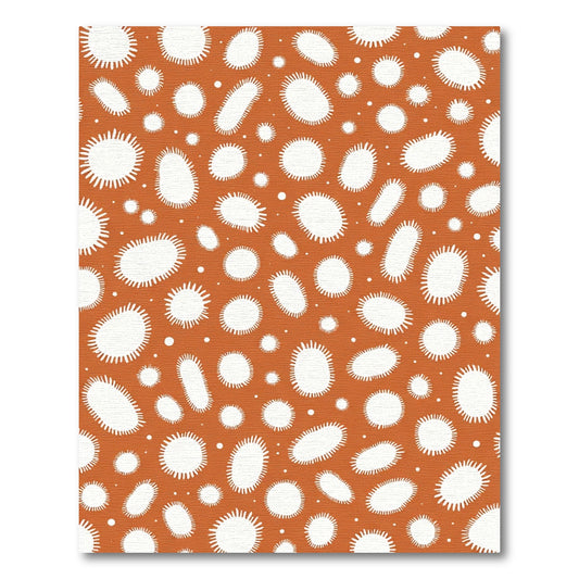 Orange White Spiky Ovals Scatter Rug