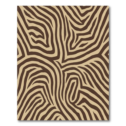 Brown Cream Animal Print Stripes Rug