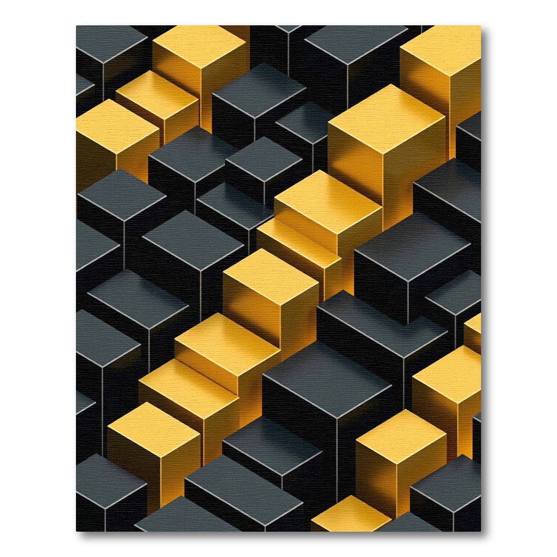 Golden Yellow Black Cube Ascend Rug