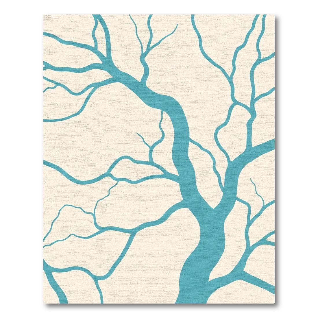 Teal Branch Natural Tree Silhouette Rug