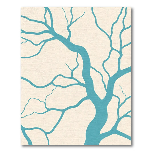 Teal Branch Natural Tree Silhouette Rug