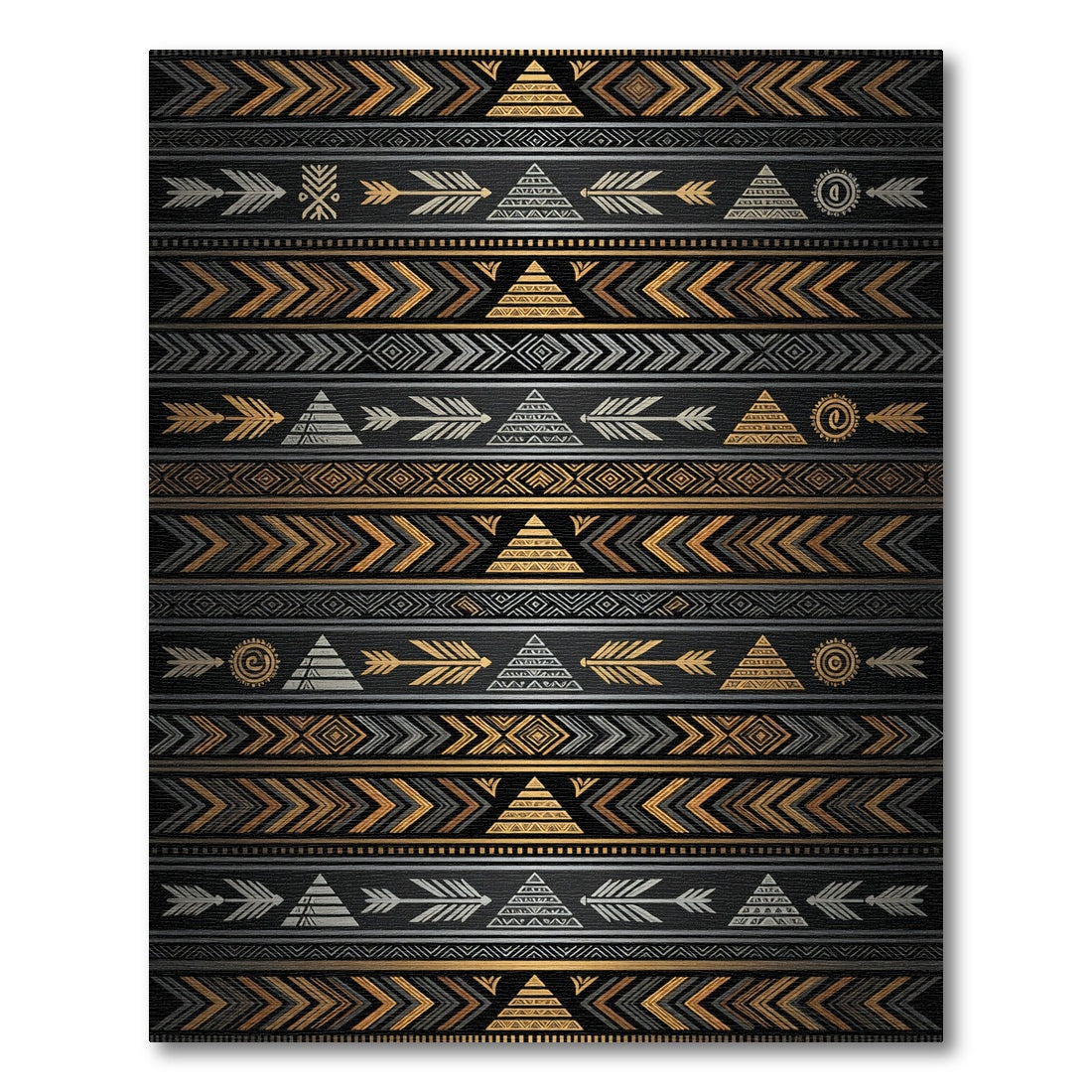Golden Gray Tribal Arrow Band Rug