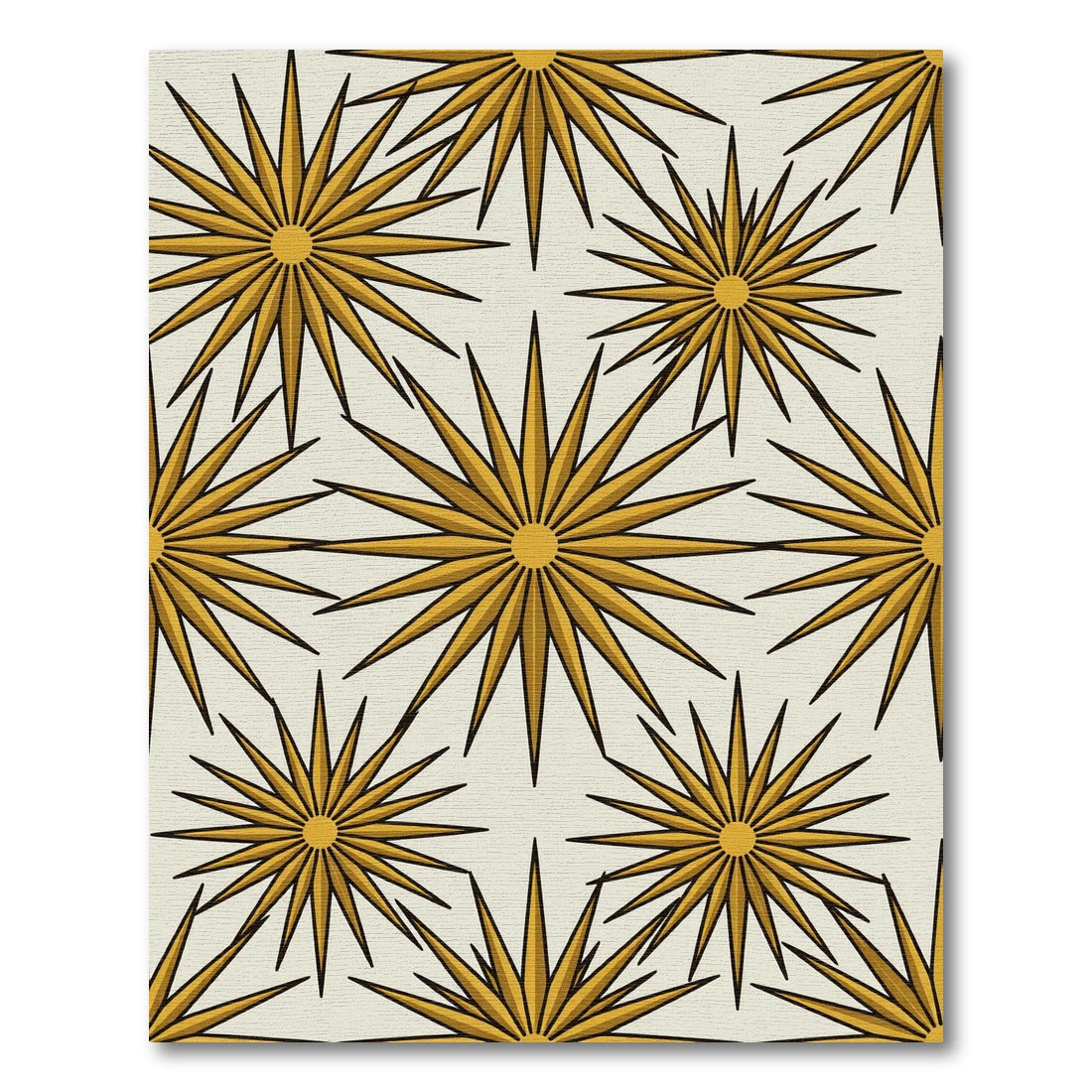 Midcentury Gold Starburst Geometric Rug