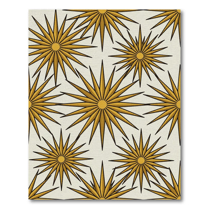 Midcentury Gold Starburst Geometric Rug