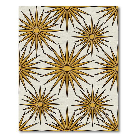 Midcentury Gold Starburst Geometric Rug