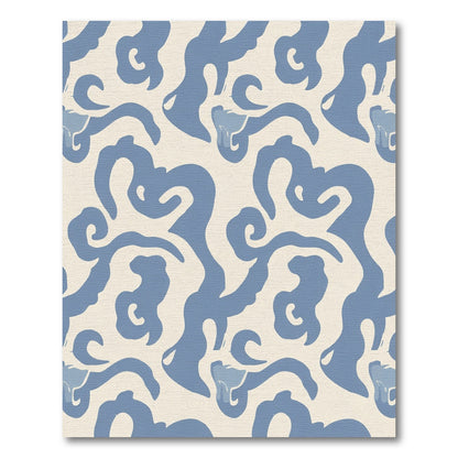 Soft Blue Abstract Organic Swirl Rug