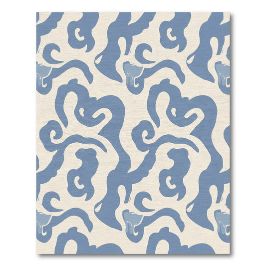 Soft Blue Abstract Organic Swirl Rug