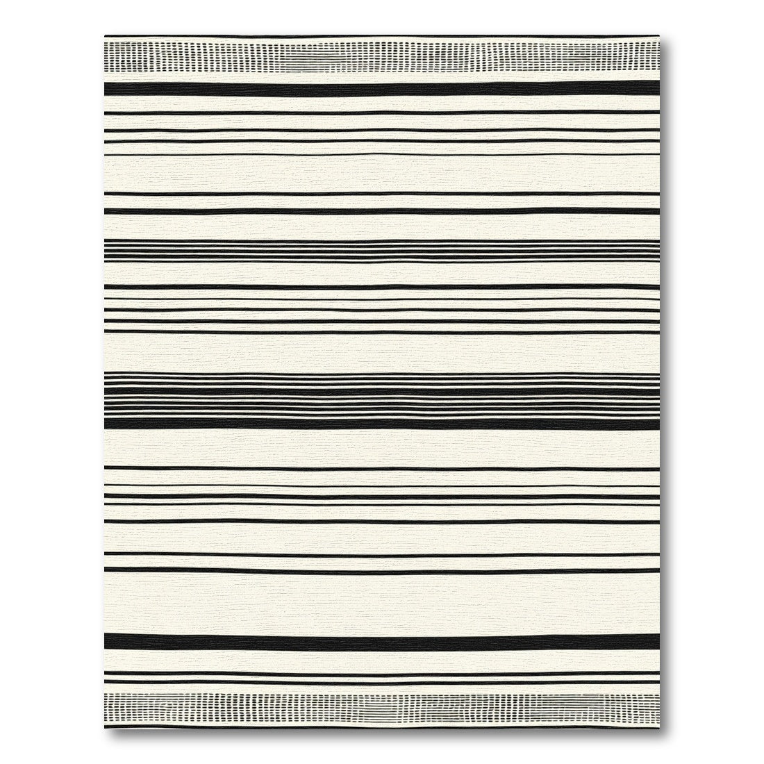 Cream and Black Hand Drawn Stripe Rug