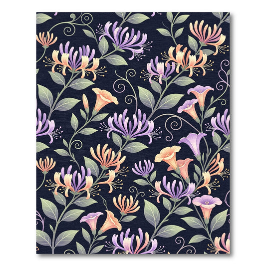 Elegant Honeysuckle Bloom Midnight Floral Rug