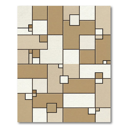 Brown Cream Geometric Rectangular Composition Rug