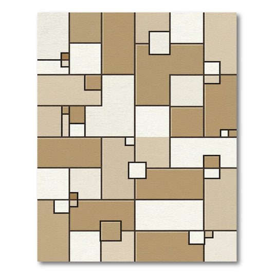 Brown Cream Geometric Rectangular Composition Rug