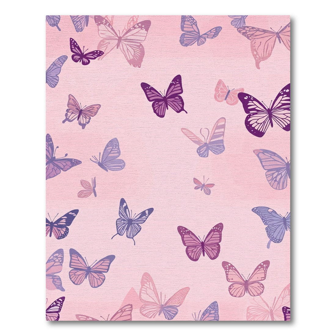 Fanciful Purple Lavender Butterfly Flock Rug