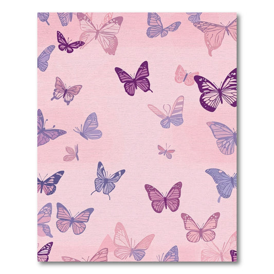 Fanciful Purple Lavender Butterfly Flock Rug
